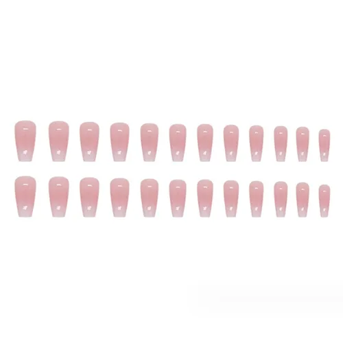Vista 32 de Uñas postizas francesas a presión, uñas postizas largas de acrílico con forma de ataúd de cobertura completa, uñas postizas de bailarina