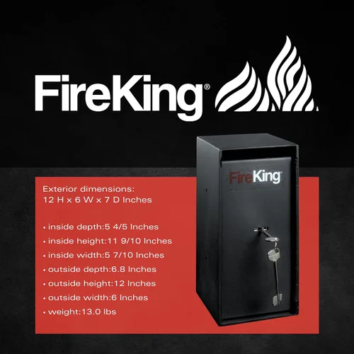 Vista 7 de FireKing Mini caja fuerte con cerradura de nariz única, caja de seguridad para el hogar, resistente al fuego, compacta segura para objetos de valor