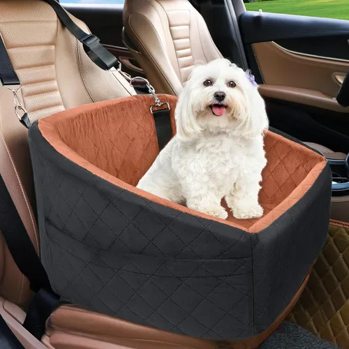 Vista 12 de NEEZUKAR Asiento de automóvil para perros pequeños y medianos, asiento elevador desmontable lavable para perros de menos de 30 libras, asiento