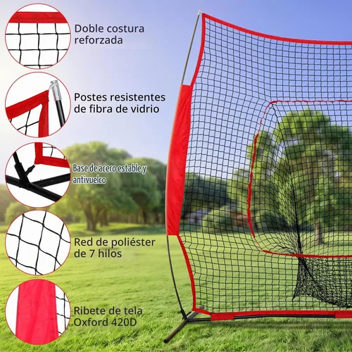 Vista 3 de F2C 7'x7' Baseball and Softball Practice Net Portable Hitting Pitching Net with Strike Zone Target, Carry Bag, for All Skill Levels