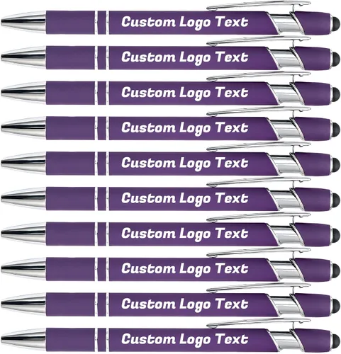 Vista 11 de Bolígrafos personalizados con nombre, texto, logotipo, bolígrafo personalizado para eventos de oficina de negocios con lápiz óptico para pantalla