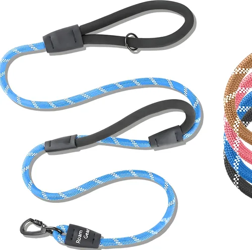 Vista 12 de Correa para perro de 6 pies, dos asas extra acolchadas, clip de mosquetón de bloqueo, reflectante para visibilidad nocturna, resistente a la Negro