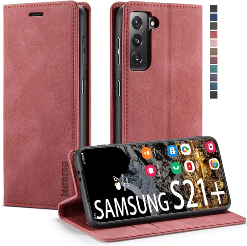 Vista 14 de Funda tipo cartera para Samsung Galaxy S21+ Plus 5G con bloqueo RFID, tarjetero y función atril magnético, funda de piel con tapa para Samsung Negro