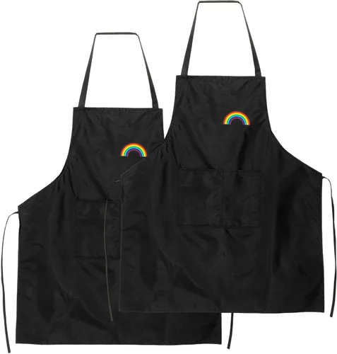 Vista 18 de HARFINGTON Delantal de cocina unisex para restaurante no ajustable, lavable, con 2 bolsillos