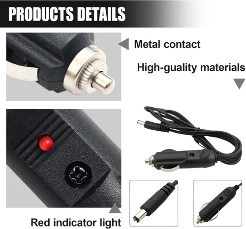 Vista 3 de Adaptador de Carga de Coche de 12V, Enchufe Macho para Encendedor de Cigarrillos de Coche a Conector DC, Cable de Alimentación Compatible