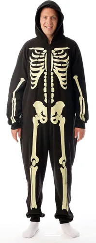 Vista 6 de followme - Traje de esqueleto que brilla en la oscuridad para toda la familia pijama de mameluco