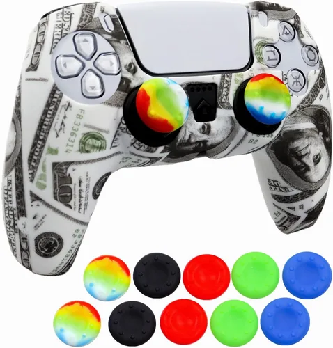 Vista 2 de Skin para Xbox Series SX Ps4 Ps5, 1 funda antideslizante con 10 empuñaduras de joystick para Playsation 5 Controller Wireless Gamepad