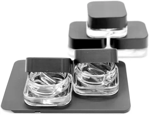 Vista 4 de Paquete de 60 frascos cuadrados de 0.2 fl oz con compartimentos dobles (0.13 onzas líquidas cada compartimento) Contenedor de vidrio