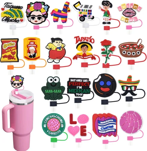 Vista 22 de 19 tapas de pajitas con diseño de juego para vaso Stanley de 40 oz/30 oz, tapa de pajita reutilizable de 10 mm, accesorios bonitos para la parte