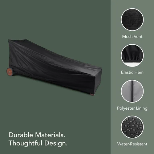 Vista 3 de Covermates Funda clásica para tumbona, funda de vinilo resistente a la intemperie para muebles de exterior con ventilación de malla, dobladillo