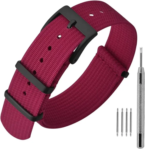 Vista 17 de ANNEFIT - Correa de reloj de nailon de 16mm 18mm 20mm 22mm, correas de reloj militares impermeables de una pieza con hebilla resistente