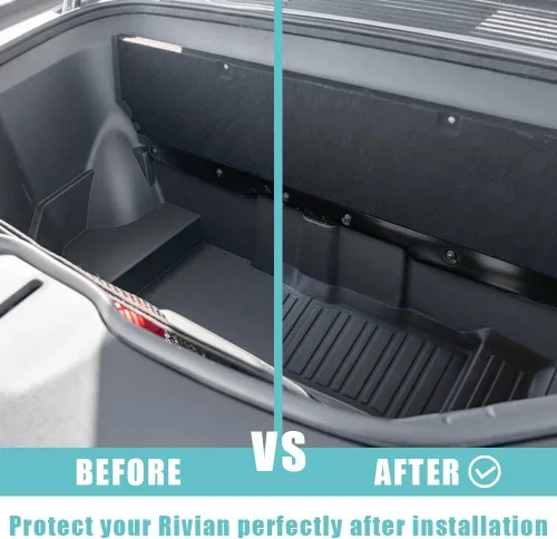 Vista 6 de BestEvMod Compatible con Rivian R1T R1S Tapete para maletero delantero todo clima Material TPE Goma Forro de carga Rivian R1T R1S 2022 2023 2024