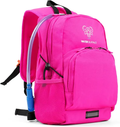 Vista 7 de Water Buffalo Mini mochila de senderismo Sherpa para niños y mochila de hidratación, con vejiga de 1.5 L, ajuste ajustable, ribete reflectante, Negro