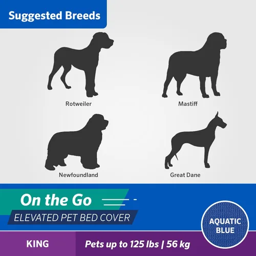 Vista 5 de Coolaroo On The Go - Funda de repuesto para cama elevada para perro, portátil para viajes y campamento, plegable para almacenamiento, King, azul