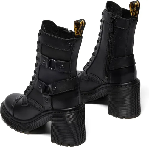 Vista 3 de Dr. Martens Botas de cuero con tiras y tacón ancho estilo flare para mujer Chesney