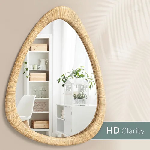 Vista 7 de Barnyard Designs Espejo de baño de ratán, marco de mimbre hecho a mano, estilo rústico, estilo granja, espejo bohemio para decoración de pared
