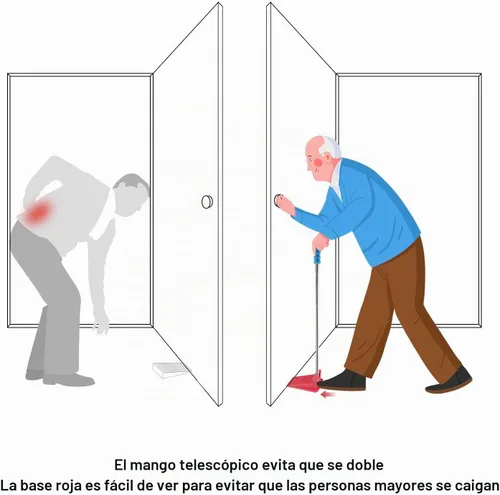 Vista 5 de Remedic Juego de 2 topes de puerta de mango largo – Cuña antideslizante sin doblez El mango extensible ayuda a colocar y quitar cuñas sin