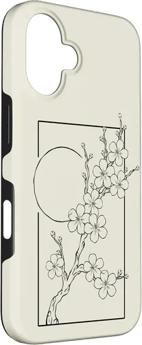 Vista 3 de iPhone 16 Japanese Graphic Cherry Blossom with Sun Case