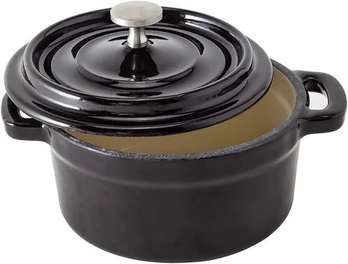 Vista 8 de Restaurantware Mini cacerola de 8 onzas, 1 mini horno holandés con tapa, esmaltado redondo de hierro fundido negro, mini cocotte resistente