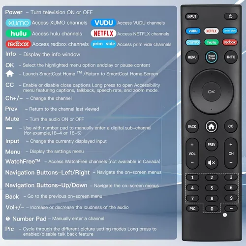 Vista 5 de Control remoto universal para Vizio Smart TV LED LCD HD 4K UHD HDR TV - No requiere configuración