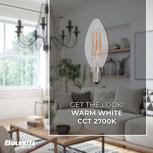 Vista 2 de Bulbrite 776626 - Bombilla LED de punta roma LED5B11/27K/FIL/E12/3