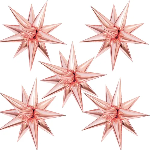 Vista 21 de 60 unidades de globos de estrella negros con explosión de 12 puntas de papel de aluminio con forma de cono mágico grande para decoración de fondo