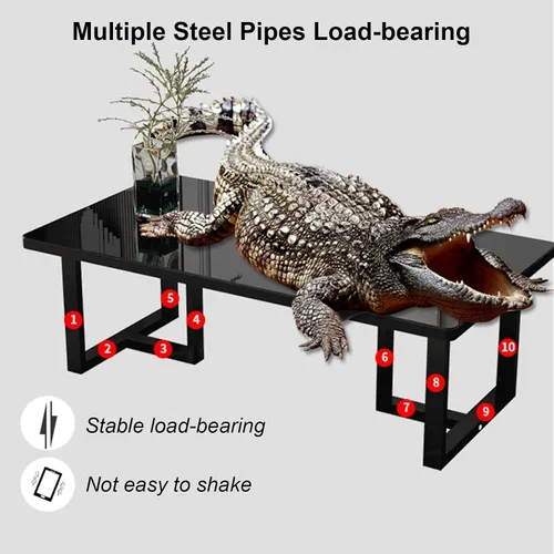 Vista 7 de Mesa auxiliar rectangular de mármol sintético, escritorio de vidrio templado y patas de metal, moderna mesa de té, mesa de té para sala de estar