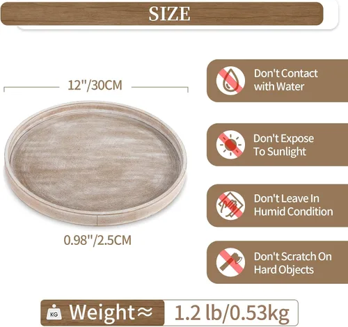 Vista 7 de Hanobe Bandeja decorativa redonda para decoración de mesa auxiliar, acabado Beige