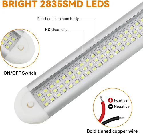 Vista 6 de RVZONE Barra de luz interior LED de 12 V 120 LED, 1800 lúmenes, 8 W, CC, 12 voltios, tira de luces LED con interruptor de encendido/apagado, luces