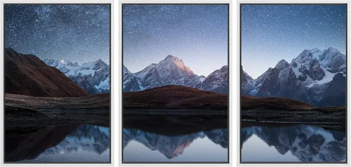 Vista 12 de wall26 Lienzo enmarcado para pared, juego de arte de noche estrellada sobre montañas, cielo nocturno tranquilo, naturaleza, desierto, fotografía