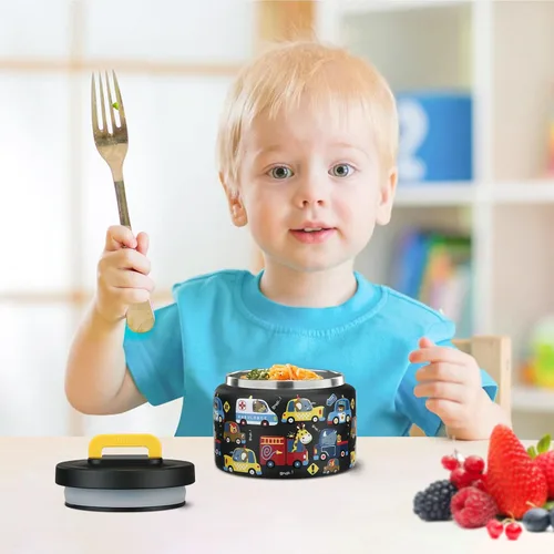 Vista 6 de PIQUEBAR - Termo infantil de 8 onzas para alimentos calientes, pequeño recipiente térmico de acero inoxidable, termo de boca ancha fácil de abrir