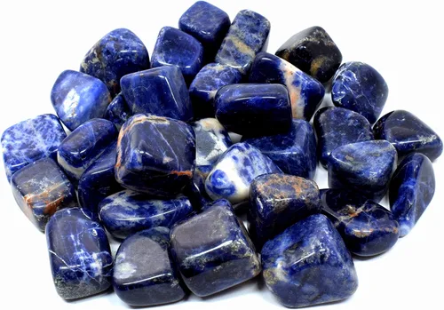 Vista 4 de Piedras pulidas de sodalita azul natural, piedras preciosas pulidas de cristal de cuarzo mineral Cabujones espumosos de África del Sur, 5