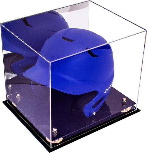 Vista 19 de Better Display Cases Vitrina acrílica para casco de bateo de béisbol con espejo, elevadores rosados, montaje en pared y base de espejo (V22/A012)
