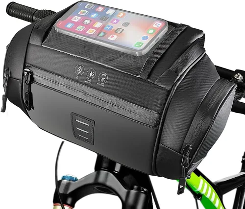 Vista 9 de WOTOW Bolsa para Manillar Delantero de Bicicleta - Bolsas de Canasta para Manillar de Bicicleta Grande Reflectante Impermeable Alforja