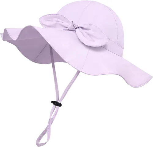 Vista 17 de Sombrero de sol para bebé niña con UPF 50+ sombrero de playa ajustable para exteriores con ala ancha Beige