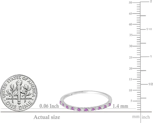 Vista 5 de Dazzlingrock Collection Alianza de boda apilable redonda de amatista y diamante blanco para mujer en oro