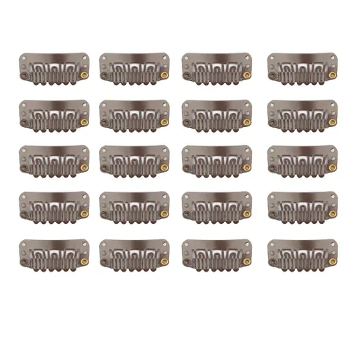 Vista 7 de 20 pinzas de pelo de acero inoxidable con 9 dientes, pinzas para Beige 9 dientes 20 piezas