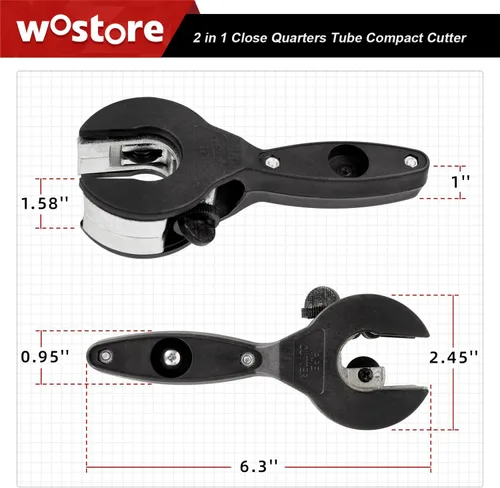 Vista 5 de Wostore Cortador de tubos de trinquete, 1/4"-7/8" OD (0.236-0.906 in) 2 en 1 con hoja de repuesto, agarre ergonómico para tubos de metal blando