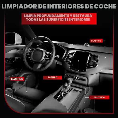 Vista 6 de Carfidant Limpiador de interiores de automóvil, removedor de manchas y eliminador de olores, sin acabado de residuos, seguro en cuero, tela