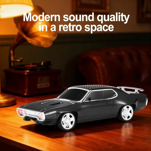 Vista 7 de Altavoz Bluetooth retro para automóvil con sonido estéreo HD, emparejamiento TWS, luces LED de fiesta, micrófono incorporado, altavoz Bluetooth