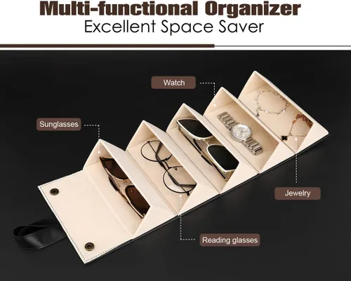 Vista 2 de MoKo - Organizador de gafas de sol con 5 ranuras, estuche de viaje para gafas de sol portátil, estuche de almacenamiento para mujeres y hombres