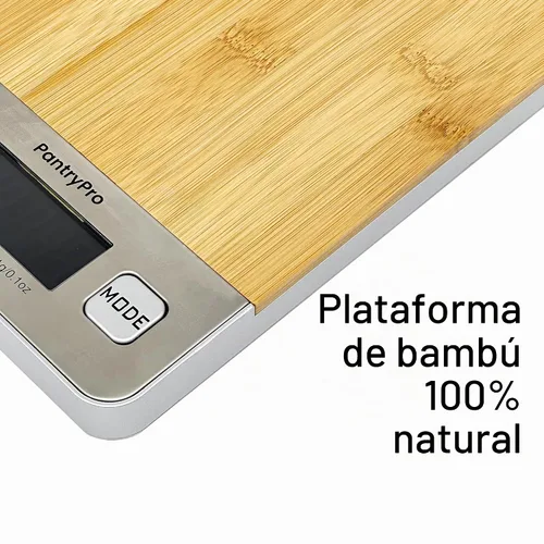 Vista 7 de The Display Guys - Báscula digital de cocina con plataforma de bambú, para laboratorio de café y alimentos, pantalla LCD, gramos, capacidad de 11