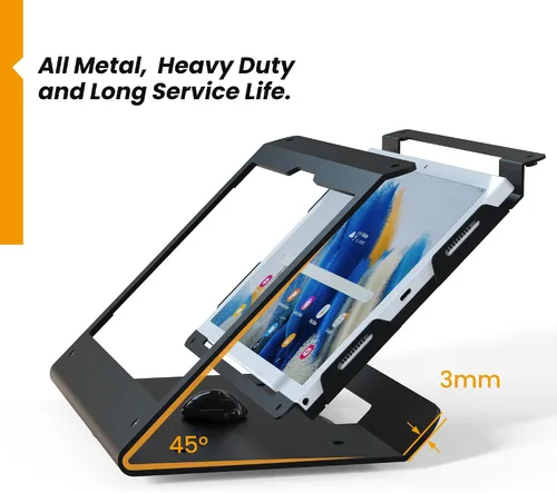 Vista 5 de Soporte para tableta compatible con Samsung Galaxy Tab A8 - Acero resistente con base giratoria de 360° con bloqueo de cable antirrobo BSC102BG