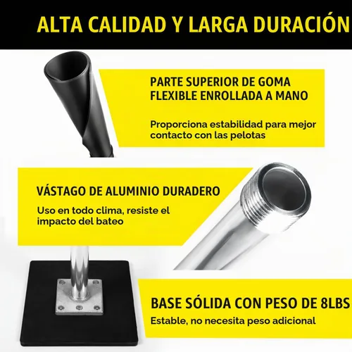 Vista 2 de PLAYAPUT Tee de Bateo de Béisbol – Tee Profesional de Bateo para Béisbol/Softbol con Base con Peso, Parte Superior de Goma Flexible, Tee de Béisbol
