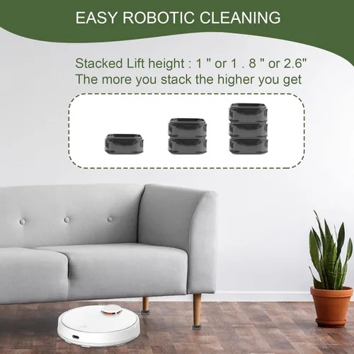 Vista 4 de Tefola Elevadores de cama ajustables para muebles, apilables, resistentes, bloques de elevación de cama cuadrados, elevadores de patas de escritorio