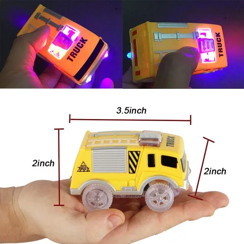 Vista 5 de Save Unicorn Vehículos de juguete solo para carreras, Flex Track Race Cars de repuesto que brillan en la oscuridad, funciona con pilas, Snap N Glow
