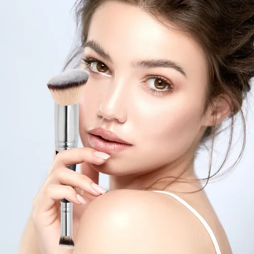 Vista 2 de Daubigny Brochas de maquillaje de doble punta, cepillo corrector perfecto para cualquier aspecto, cepillo de lujo premium redondeado cónico