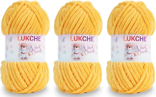 Vista 20 de Hilado de chenilla de terciopelo para amigurumi y punto de crochet súper voluminoso 100 gr (69,0 m) (Grosor del hilo 8 mm) (Verde espárrago) 1