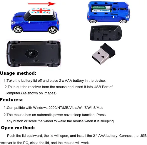 Vista 7 de Jinfili Cool Style Car Ratón inalámbrico ergonómico USB Gaming Ratones para computadora portátil de escritorio PC Notebook