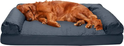 Vista 29 de Furhaven - Cama ortopédica para perros, estilo sofá, acolchada, con funda extraíble y lavable, marrón tostado, tamaño jumbo (XL)